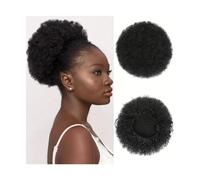 Pedazo de pelo moño Extensiones de cola de caballo rizadas Afro Puff, piezas de cabello corto sintético Updo for un aspecto y estilo Natural, accesorios for el cabello Pedazo de pelo moño(8cun-1B-01)