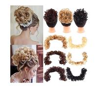 Pedazo de pelo moño Extensiones de moño de pelo desordenado, moño de pelo largo sintético esponjoso envuelto alrededor de Scrunchies DIY Extensiones de cabello de banda elástica rizada Postizos for mu