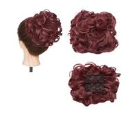 Pedazo de pelo moño Peine sintético grande con Clip for extensión de cabello rizado, piezas de cabello de moño, cubierta Updo for mujer, extensión de cabello, moño Pedazo de pelo moño(Wine red)