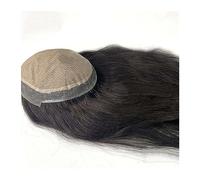 Pedazo De Pelo Para Hombre Pelucas de cabello largo con Base de seda for hombres, pelucas de cabello humano de 14-18 "para hombres, unidades de reemplazo de prótesis de cabello transpirable for hombre