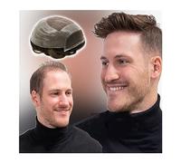 Pedazo De Pelo Para Hombre Prótesis de cabello duradero for hombres Sistema de cabello humano 10 "x8" Mono suave de encaje y Base de PU for hombres Toupee Transpirable Cabello de ondas ligeras Piezas