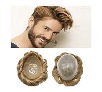 Pedazo De Pelo Para Hombre Tupé for hombres Cabello europeo real suave 0.1-0.12 mm Silicona Durable Todo PU Base inyectada 6 pulgadas Cabello corto 120% Densidad Hombres Tupé Sistema de cabello humano