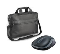 PEDEA Bolsa para portátil de 17,3 pulgadas + MAU Logitech M185, inalámbrico, gris Bolso bandolera para portátil con compartimento para tableta, negro
