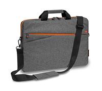 Pedea Bolsa para portátil de hasta 17,3 pulgadas, bandolera con correa para el hombro, color gris y naranja