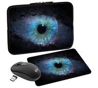 PEDEA Design - Funda para Tablet (10,1 Pulgadas, con Alfombrilla de ratón y ratón inalámbrico, diseño de Ojos espaciales