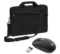 Pedea Fashion - Bolso Bandolera para portátil de hasta 15,6" (con Correa para el Hombro, Incluye ratón inalámbrico), Color Negro y Azul