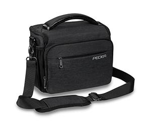 Pedea Noble - Bolso bandolera para cámara réflex (con protector de lluvia, correa y compartimentos para accesorios)