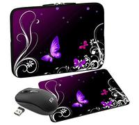 PEDEA Set Carcasa 020-66060723 diseño de la Mariposa Protector para portátil (17,3 Pulgadas (43,9 cm), ratón inalámbrico, Mouse Pad) púrpura