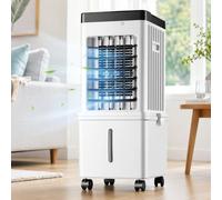 pedenencelia Climatizador Evaporativo Portátil, Enfriador de Aire 75W con Depósito de Agua Extraíble de 15 L, 4 Acumuladores de Frío, Mando a Distancia, Panel Táctil, 3 Velocidades