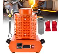 pedenencelia Horno Eléctrico Fundir Oro 2000 W,Máquina Fundición Metales Digital 2102 ℉,Pantalla Control Temperatura,Kit Fundición Metales con Crisol Grafito Chatarra Fundida,Plata,Oro,orange-2kg