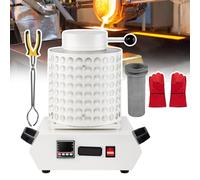 pedenencelia Horno Eléctrico Fundir Oro 2000 W,Máquina Fundición Metales Digital 2102 ℉,Pantalla Control Temperatura,Kit Fundición Metales con Crisol Grafito Chatarra Fundida,Plata,Oro,White-3kg