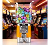 pedenencelia Máquina Expendedora de Centavos, Capacidad para 220 x 32mm Bolas Gacha, Elija un Diámetro de Juguetes de 1-1,38", Palanca Mecánica - Incluye 100 Cápsulas + 50 Fichas Yellow