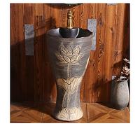 Pedestal Baño Fregadero Cerámica de Estilo de Estilo Industrial Retro con Pedestal Duro y fácil de Limpiar la Unidad de la Cuenca de pie, encimera de baño de Fregadero Impermeable y a Prueba de óxido