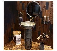 Pedestal Baño Fregadero Cerámica de Estilo de Estilo Industrial Retro con Pedestal Duro y fácil de Limpiar la Unidad de la Cuenca de pie, encimera de baño de Fregadero Impermeable y a Prueba de óxido
