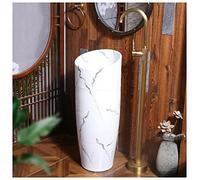 Pedestal Baño Fregadero Cerámica de Estilo Industrial Retro Deco con Pedestal Duro y fácil de Limpiar la Unidad de Cuenca de pie, encimera de baño de Arcilla de caolín (l con Espejo) Made in China