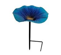 Pedestal de baño de pájaros | Punto de agua Jardín para pájaros con tutor metálico - Estación de alimentación decorativa en forma de flor con estaca metálica para decoración de jardín y colibríes