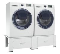 Pedestal doble para lavadora y secadora con cajones blanco,Casa y jardín,Accesorios para electrodomésticos,Accesorios para electrodomésticos de lavandería,Accesorios para lavadoras y secadoras-51195