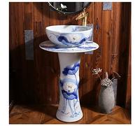 Pedestal Fregadero Cerámico Cerámico Cerámico Washbasin Pedestal Washbasin, fregadero de pedestal de arcilla de caolín redondo para interiores para interiores y exteriores, a, (g sin espejo) Made in