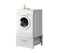 [en.casa] Pedestal para Lavadora Comfortixx con Cajón Soporte Mueble máx. 150 kg Base Lavadora Estándar Mayor Confort Patas con Goma Acero 63 x 54 x 31 cm Blanco