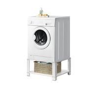 [en.casa] Pedestal para Lavadora con Estante Inferior para Almacenar Soporte Universal para Lavadora 63 x 54 x 31 cm hasta 150 kg Báse Estándar para Lavadora Plataforma Acero Blanco