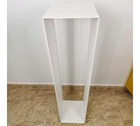 Pedestal, peana metálico, Expositor, Soporte, Artesanal 100x23x23. Resistente y Estable. Funcional. Color Blanco