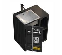 Pedestal que ahorra espacio Tocador de baño 27,5 pulgadas, mueble independiente con lavabo acero inoxidable, pedestal gabinete metal estilo industrial almacenamiento abierto(Negro)