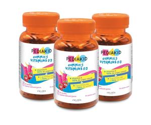 PEDIAKID - Gominolas Vitamina D3 - Refuerza las defensas naturales - A partir de 3 años - Cubre el 100% de la ingesta diaria recomendada - Lote de 3