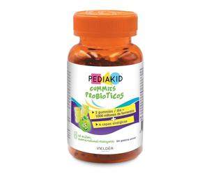 PEDIAKID - Gummies Probioticos - Fórmula Natural con Delicioso Aroma de Manzana - Ayuda a Enriquecer la Flora Intestinal - Refuerza las Defensas del Organismo - 60 gominolas