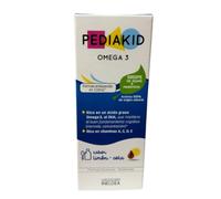 PEDIAKID - Jarabe de Omega 3 - Fórmula Enriquecida con Vitaminas A, C, D, E - Contribuye al Funcionamiento Cognitivo y Visual - Sabor Limón Cola - 125 ml