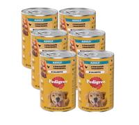 Pedigree Comida húmeda para adultos para perros con pollo y zanahoria en jalea, 6 x 1200 g (6 latas)