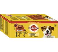 Pedigree Comida húmeda en gelatina para perros adultos Mezcla de sabores (ternera, pollo, cordero, ave) 40x100g + PEDIGREE® Ranchos™ Superalimentos con carne de res, frutos rojos y cereales integrales