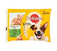 Pedigree Comida húmeda para Perros Adultos Sabores Pollo y Cordero en Gelatina (4 bolsitas x 100g)
