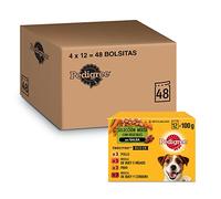 Pedigree Comida húmeda para perros sabores mixtos en salsa, paquete múltiple (4 paquete x 12 bolsas x 100 g)