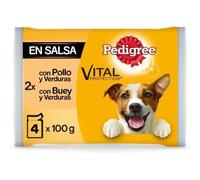 Pedigree Comida Húmeda Perros Multipack Sabor Pollo, Buey con Verduras en Salsa - 4x100 gr