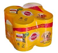 PEDIGREE Adult 3+1 CAJA 4X400G - comida húmeda en gelatina para perros (2x CON POLLO, 2x CON LECHE)