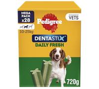 Pedigree Dentastix Fresh Snack Dental para la Higiene Oral y Contra el Mal Aliento de Perros Medianos (4 paquetes de 28ud)