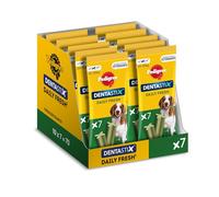 Pedigree Dentastix Fresh Snack Dental para la Higiene Oral y contra el Mal Aliento de Perros Medianos (10 Paquetes de 7ud)