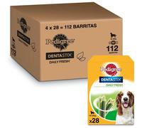 Pedigree - Dentastix Fresh Snack Dental para la Higiene Oral y Contra el Mal de Perros Medianos (4 paquetes de 28ud)