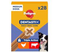 Pedigree DENTASTIX masticables dentales Diarios para Perros medianos, 4 x 28 masticables con Pollo y Buey