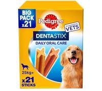 Pedigree Dentastix - Masticables para el Cuidado Dental Diario, golosinas Grandes para Perros + 25 kg, 1 Bolsa (21 Palos)
