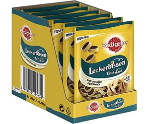 PEDIGREE Hundesnacks Hundeleckerli Leckerbissen Mini-Happen con Queso y Vacuno complementarios para Perros Adultos-Alimentos para Mascotas, 140g (6er Pack), 840