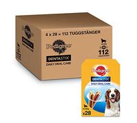 Pedigree Pack de 28 Dentastix de Uso Diario para La Limpieza Dental de Perros Medianos 784 g - Pack de 4