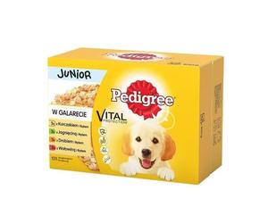 Pedigree Puppy Comida Húmeda Mezcla de Sabores Pollo y Arroz, Cordero y Arroz, Aves y Arroz y Ternera y Arroz en Jalea 12x100g