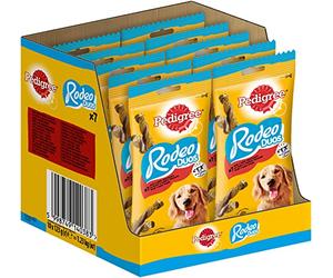 Pedigree Rodeo Duos Recompensas de Carne y Sabor Queso para Perro, Paquete de 10 bolsitas de 7 golosinas (10 x 123 g)