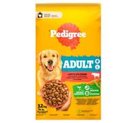 Pedigree Seco para Perros medianos y Grandes, Carne de Vacuno y Verduras, 12 kg