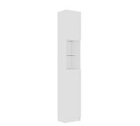 pedkit Armario de Cuarto de Baño Armario para Baño Alto Mueble de Almacenamiento con 4 Estantes con Puertas y 2 Estantes Abiertos Aglomerado Blanco 32x25,5x190 cm