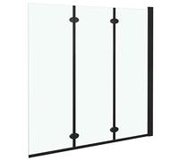 pedkit Pantalla para bañera o Ducha Mampara de Ducha Plegable 3 Paneles ESG 130x138 cm Negro