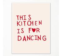 pedkvtmewo Lindo lienzo de cocina para pared, póster estético minimalista de corazón rojo, divertidas citas de comedor rojo, decoración de arte impreso "This Kitchen Is For Dancing", 40,6 x 61 cm, sin