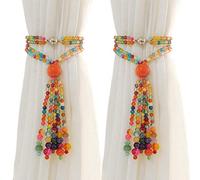 PEDOBO Alzapaños magnéticos para Cortina, Paquete de 2 alzapaños de Cortina de ágata Colorida, Lazos de Cortina Bohemios para decoración del hogar y la Oficina