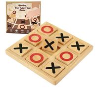 Pedolini Juego de madera Tic Tac Toe - Juegos de mesa de viaje pequeños de 5.9 pulgadas - Decoración de mesa de café Tic Tac Toe